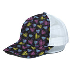 Graffiti Heart Pattern Print White Mesh Trucker Cap