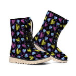 Graffiti Heart Pattern Print Winter Boots