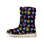 Graffiti Heart Pattern Print Winter Boots