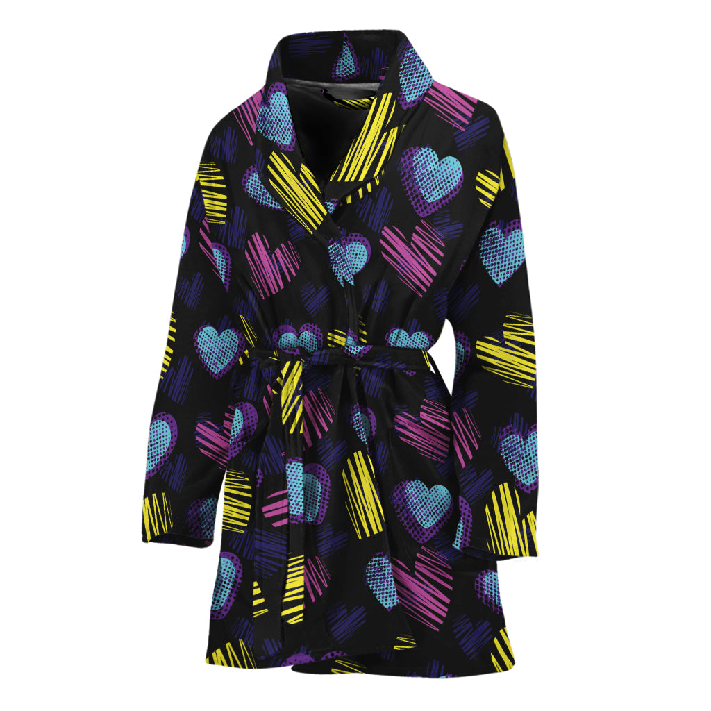 Graffiti Heart Pattern Print Women's Bathrobe