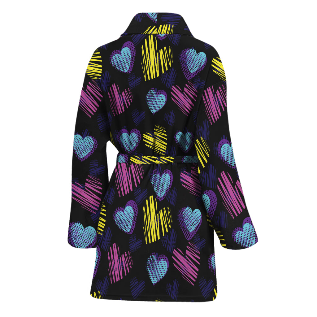 Graffiti Heart Pattern Print Women's Bathrobe