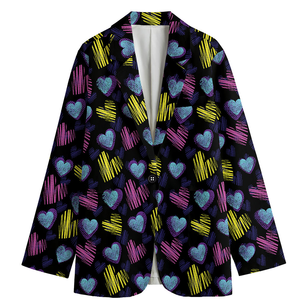 Graffiti Heart Pattern Print Women's Blazer