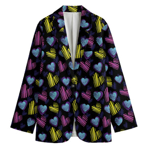 Graffiti Heart Pattern Print Women's Blazer