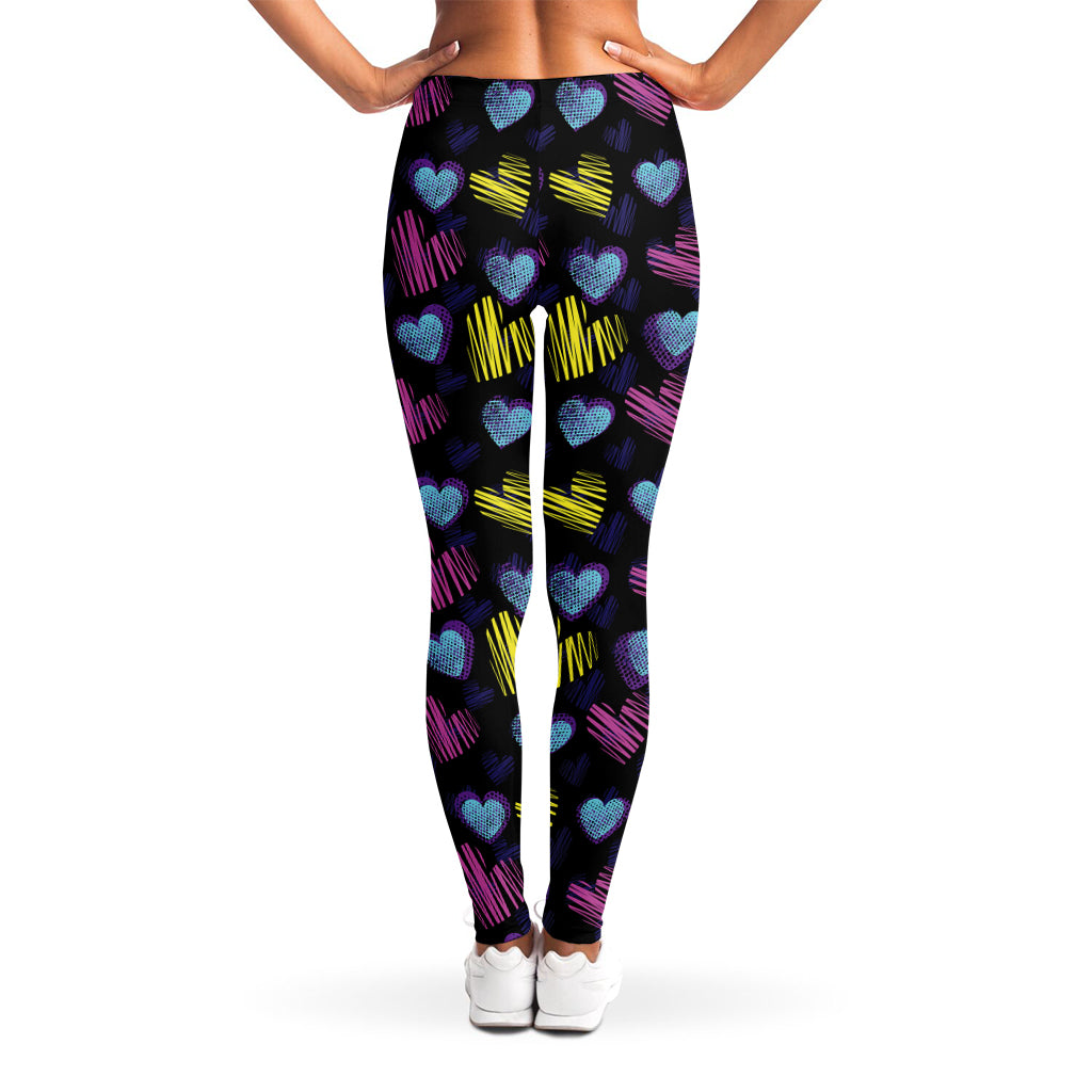 Graffiti Heart Pattern Print Women's Leggings