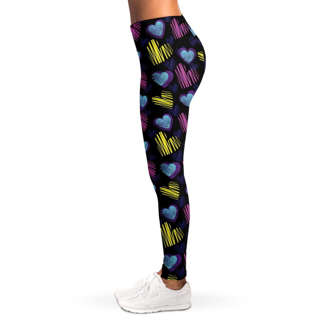 Graffiti Heart Pattern Print Women's Leggings