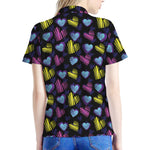 Graffiti Heart Pattern Print Women's Polo Shirt