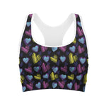 Graffiti Heart Pattern Print Women's Sports Bra