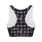 Graffiti Heart Pattern Print Women's Sports Bra