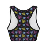 Graffiti Heart Pattern Print Women's Sports Bra