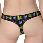 Graffiti Heart Pattern Print Women's Thong