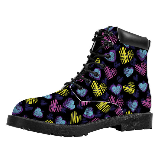 Graffiti Heart Pattern Print Work Boots