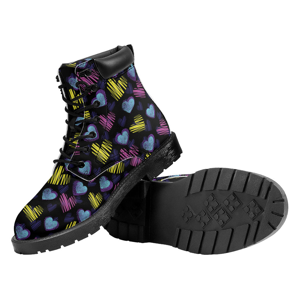 Graffiti Heart Pattern Print Work Boots