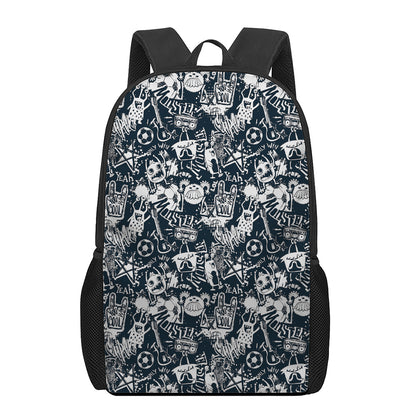 Graffiti Monster Characters Print 17 Inch Backpack