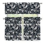 Graffiti Monster Characters Print 3 Piece Kitchen Curtains