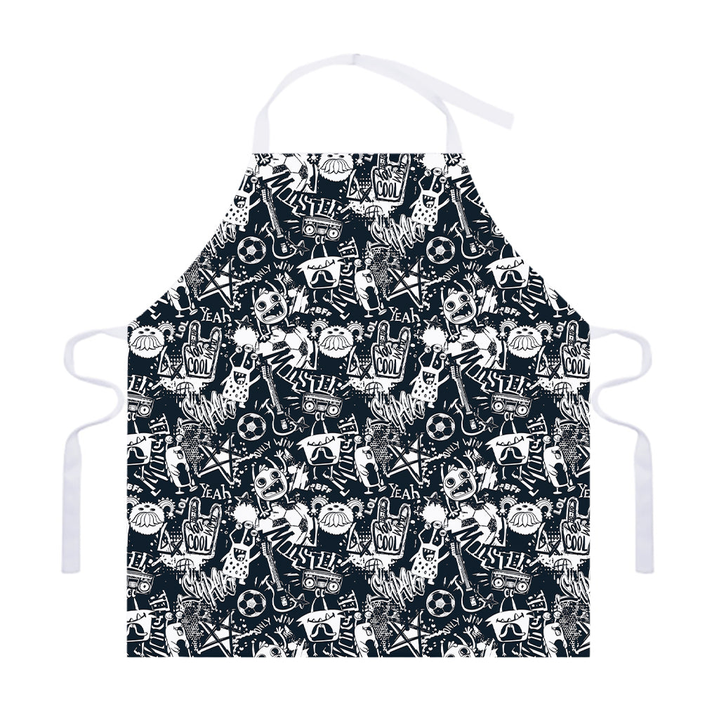 Graffiti Monster Characters Print Adjustable Apron
