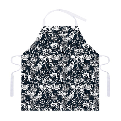 Graffiti Monster Characters Print Adjustable Apron