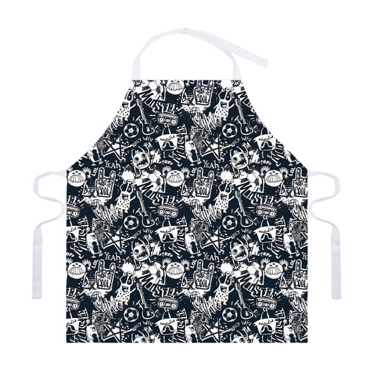 Graffiti Monster Characters Print Adjustable Apron