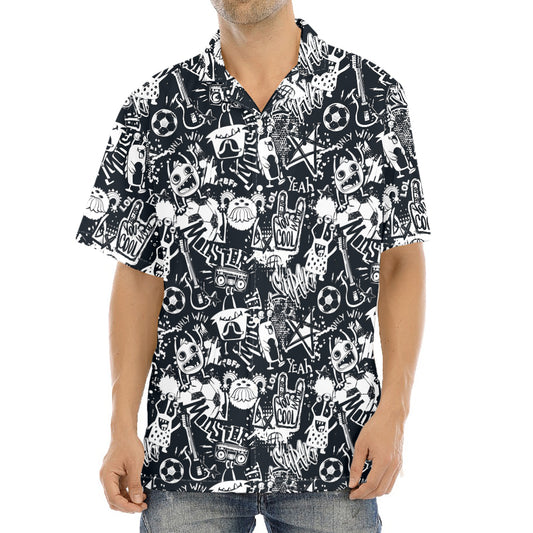 Graffiti Monster Characters Print Aloha Shirt