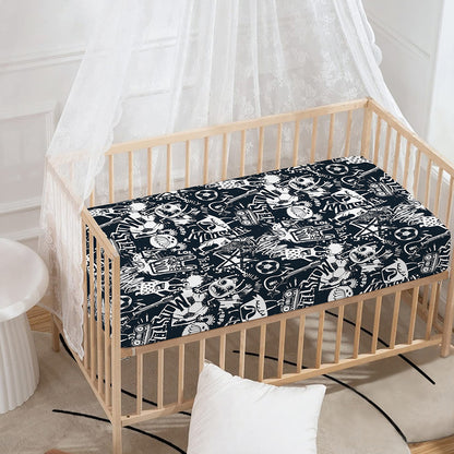 Graffiti Monster Characters Print Baby Crib Sheet