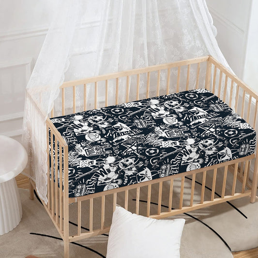 Graffiti Monster Characters Print Baby Crib Sheet