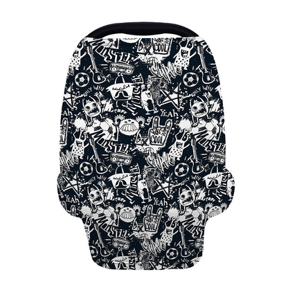 Graffiti Monster Characters Print Baby Seat Cover
