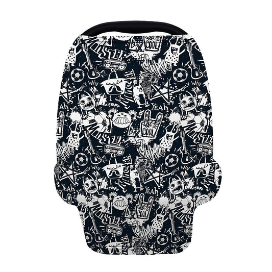 Graffiti Monster Characters Print Baby Seat Cover
