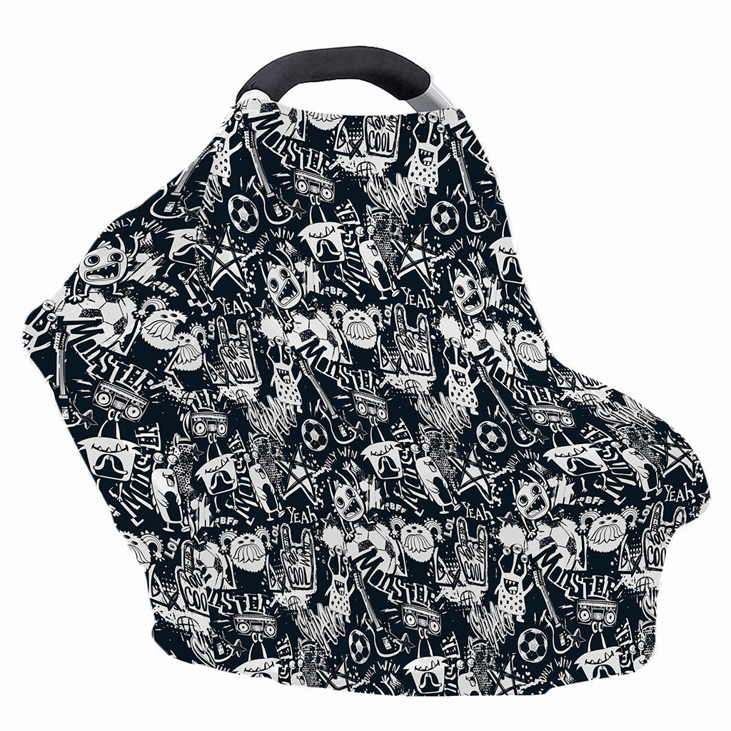 Graffiti Monster Characters Print Baby Seat Cover