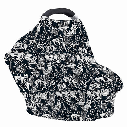 Graffiti Monster Characters Print Baby Seat Cover