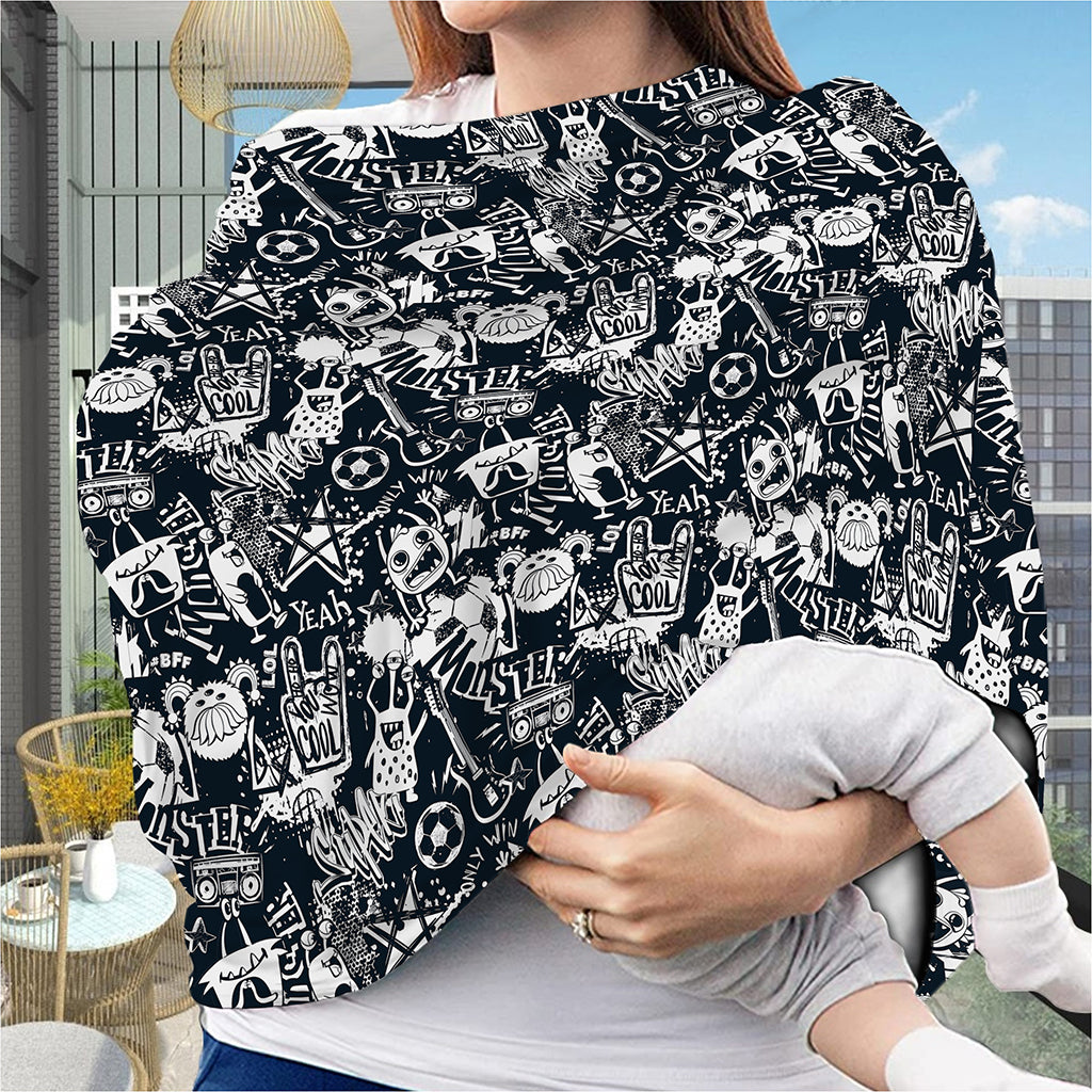 Graffiti Monster Characters Print Baby Seat Cover