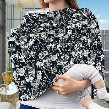 Graffiti Monster Characters Print Baby Seat Cover