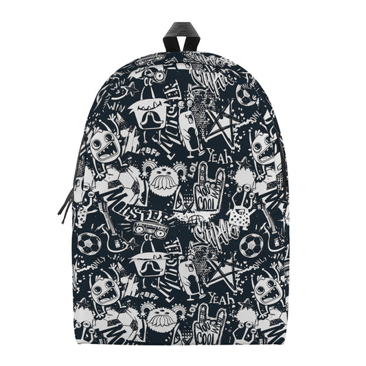 Graffiti Monster Characters Print Backpack