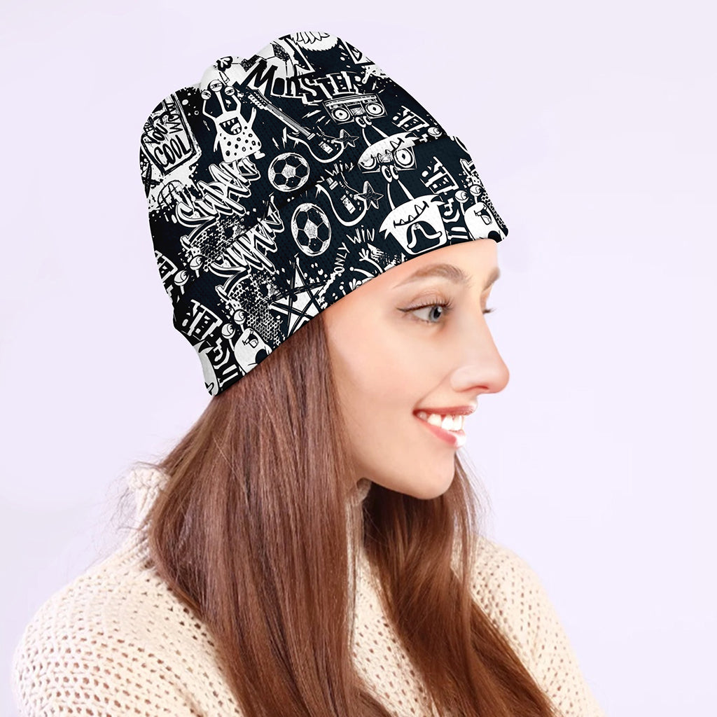 Graffiti Monster Characters Print Beanie