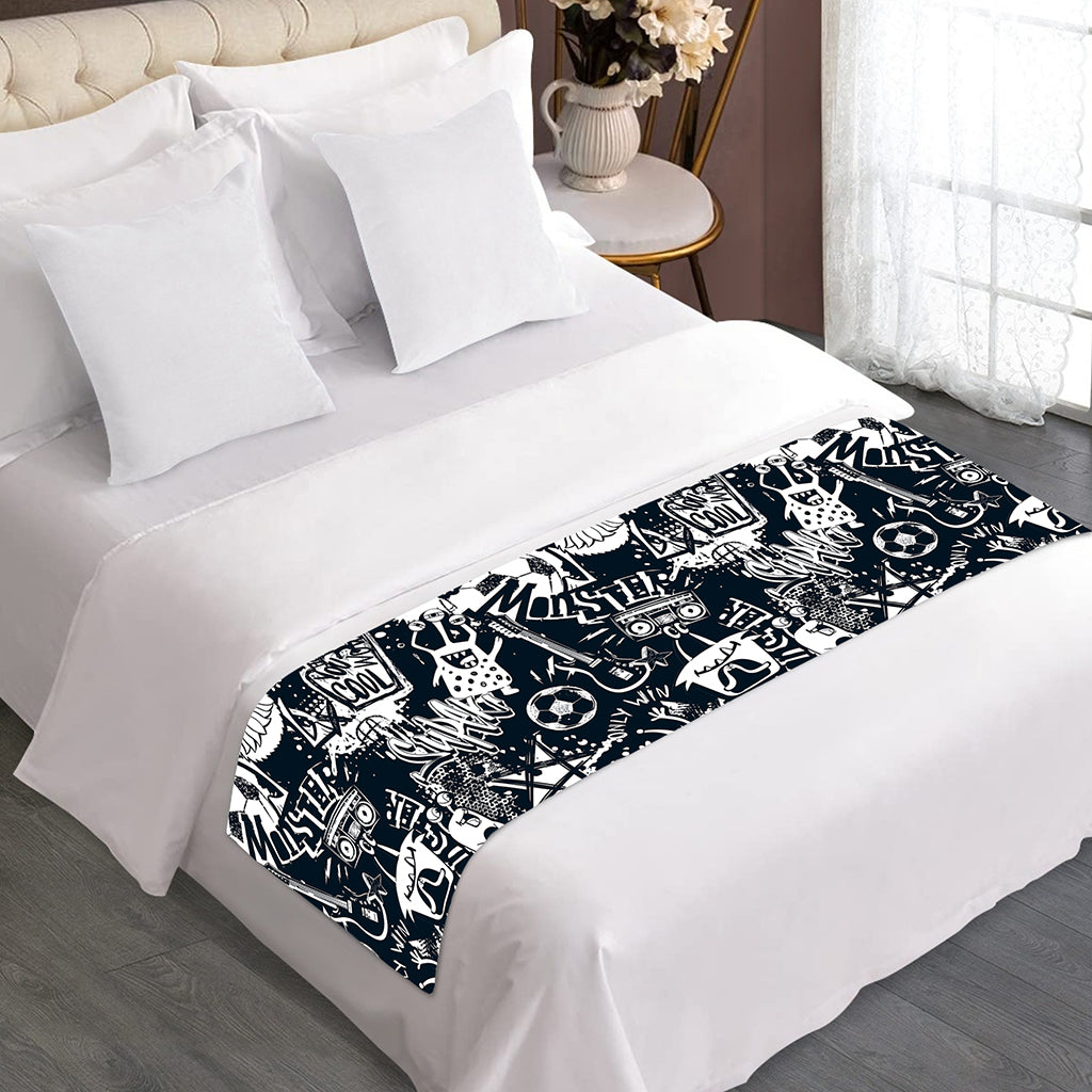 Graffiti Monster Characters Print Bed Runner