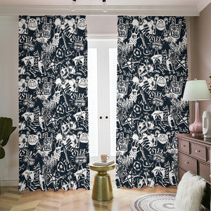 Graffiti Monster Characters Print Blackout Pencil Pleat Curtains