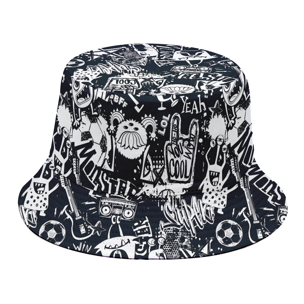 Graffiti Monster Characters Print Bucket Hat