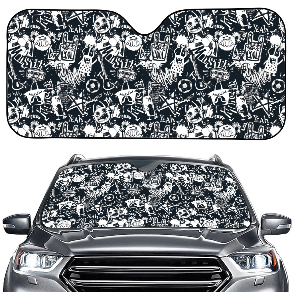 Graffiti Monster Characters Print Car Windshield Sun Shade