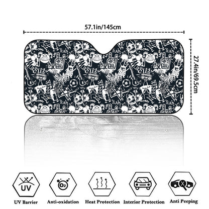 Graffiti Monster Characters Print Car Windshield Sun Shade