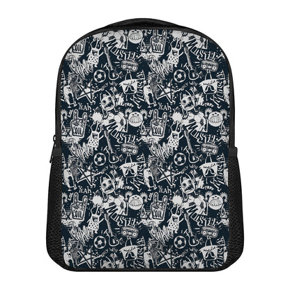 Graffiti Monster Characters Print Casual Backpack