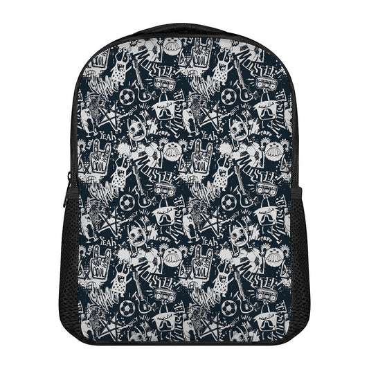 Graffiti Monster Characters Print Casual Backpack