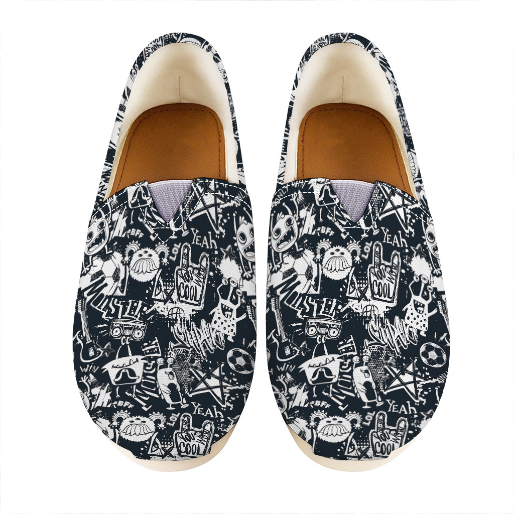 Graffiti Monster Characters Print Casual Shoes