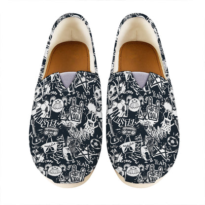 Graffiti Monster Characters Print Casual Shoes