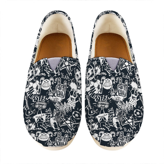 Graffiti Monster Characters Print Casual Shoes