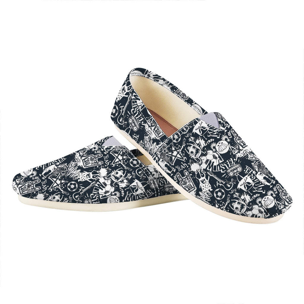 Graffiti Monster Characters Print Casual Shoes