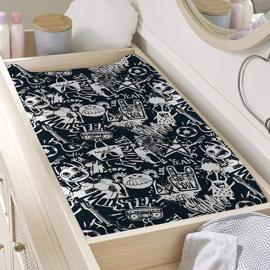 Graffiti Monster Characters Print Changing Pad Cover