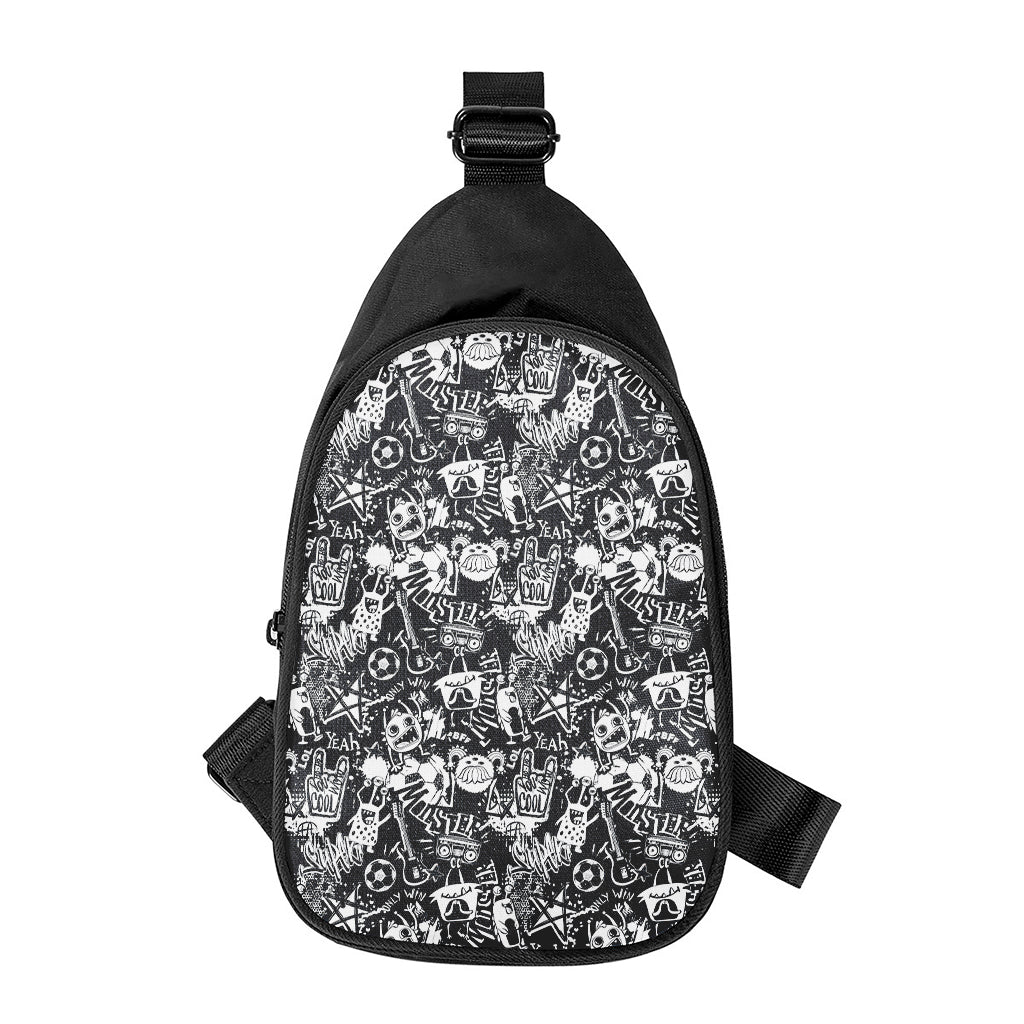 Graffiti Monster Characters Print Chest Bag