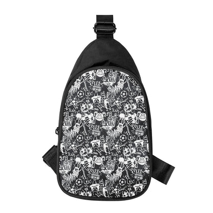 Graffiti Monster Characters Print Chest Bag