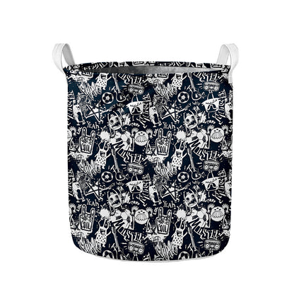 Graffiti Monster Characters Print Collapsible Laundry Basket