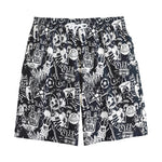 Graffiti Monster Characters Print Cotton Shorts