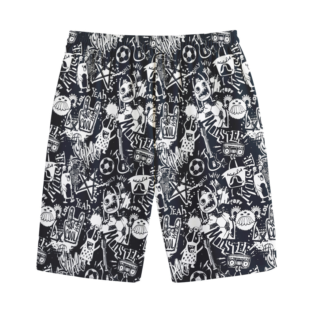 Graffiti Monster Characters Print Cotton Shorts