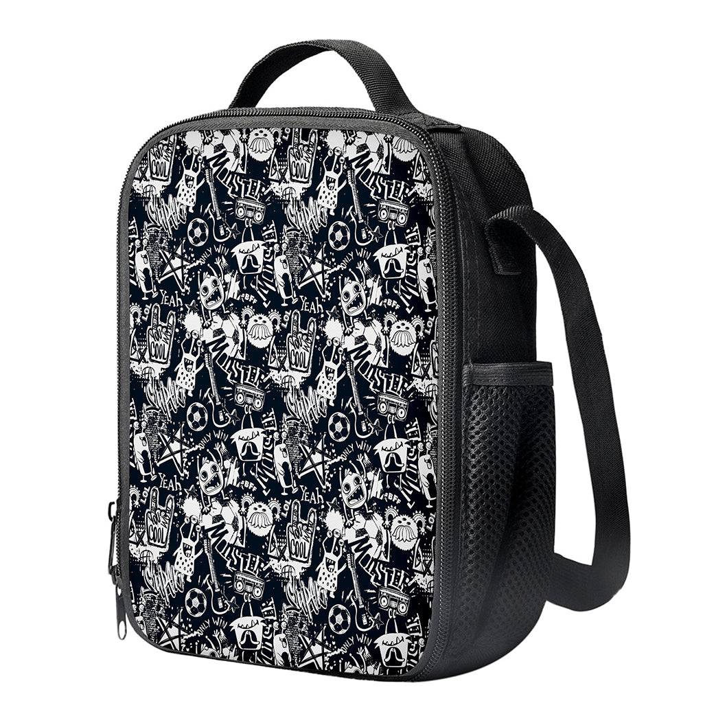 Graffiti Monster Characters Print Crossbody Lunch Bag